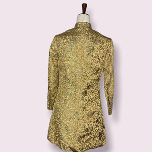 VINTAGE 60s Gold Jacquard Jacket, Silk Lined